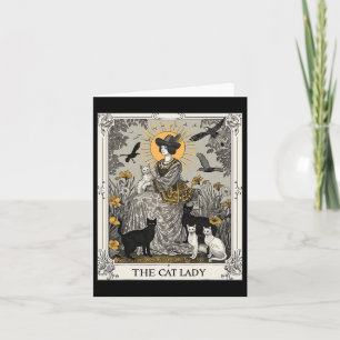The Cat Lady Tarot Card Vintage Gothic Women Cat M