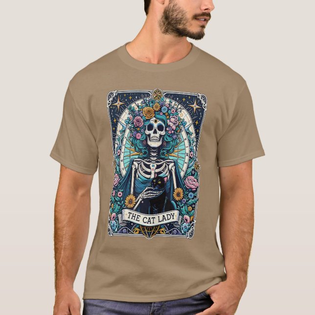 The Cat Ladyarot Card Skeleton Cat Mum Cat Lover f T-Shirt (Front)