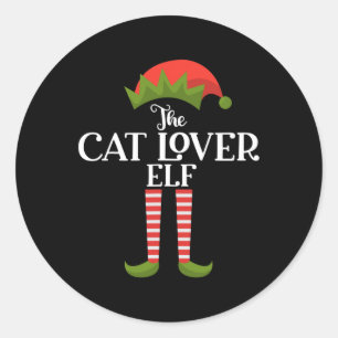The Cat Lover Elf Xmas Funny Family Matching Group Classic Round Sticker