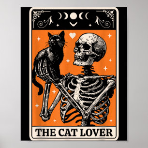 The Cat Lover Tarot Card - Black Cat And Skeleton Poster