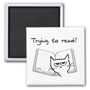 The Cat Makes it Impossible to Read - Funny Magnet
