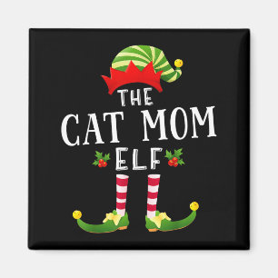 The Cat Mom Elf Christmas Matching Pajama Men Wome Magnet