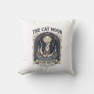The Cat Moon Cat Tarot Card Major Arcana Vintage V Cushion