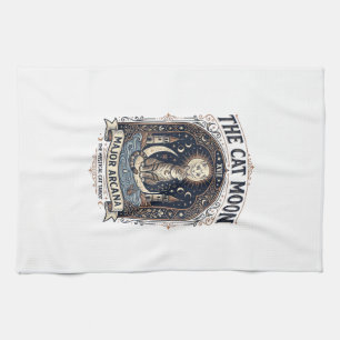 The Cat Moon Cat Tarot Card Major Arcana Vintage V Tea Towel