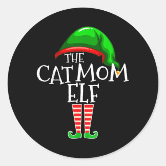 The Cat Mum Elf Group Matching Family Christmas Classic Round Sticker