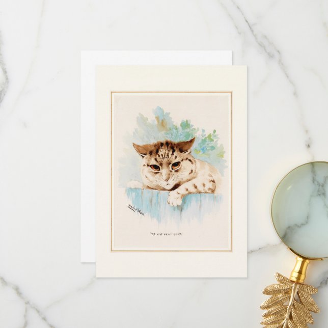 The Cat Next Door by Louis Wain Thank You Card (Front/Back In Situ)