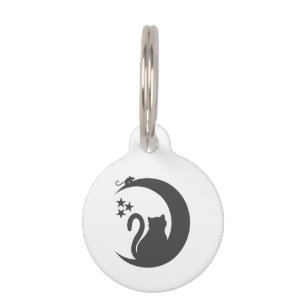 The cat on the Moon - Choose background color Pet Tag