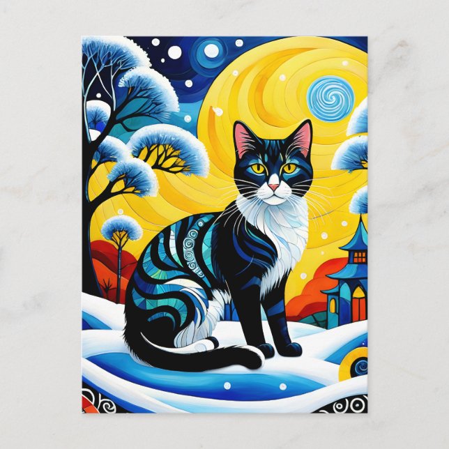The "Cat" painting is a chilling and elegant winte Postcard (Front)