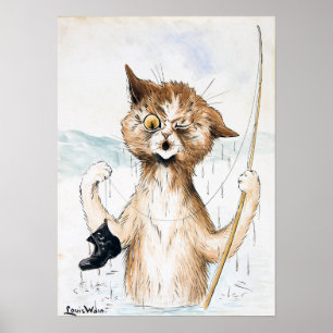 The Cat Reeled in an Old Boot, Louis Wain Poster