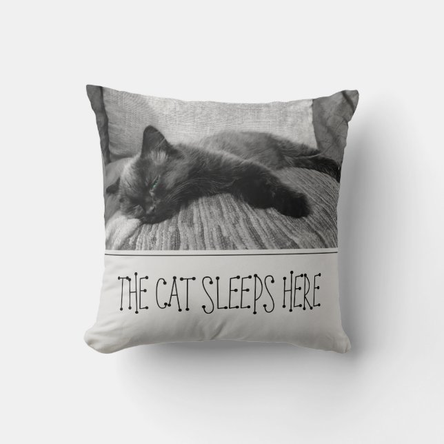 The Cat Sleeps Here Cushion (Front)