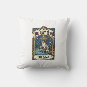 The Cat Star Cat Tarot Card Major Arcana Vintage V Cushion