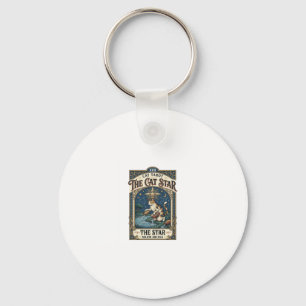 The Cat Star Cat Tarot Card Major Arcana Vintage V Key Ring