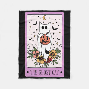 The Cat Tarot Card Ghost Halloween Pumpkin Cat Lov Fleece Blanket