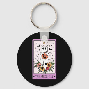 The Cat Tarot Card Ghost Halloween Pumpkin Cat Lov Key Ring