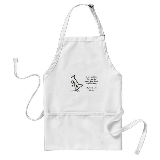 The Cat Waits To Steal Your Food - Funny Apron (Front)
