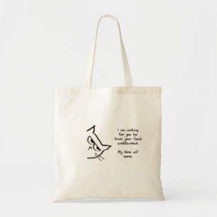 The Cat Waits To Steal Your Food - Funny Cat Tote Bag