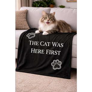 The Cat Was Here First Minimalist Pillow Fleece Blanket