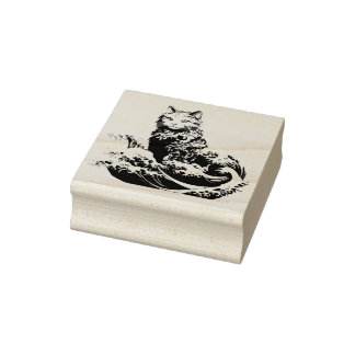 The Cat Wave Off Kanagawa Rubber Stamp