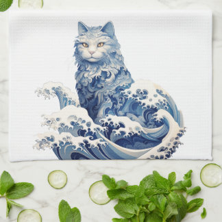 The Cat Wave Off Kanagawa Tea Towel