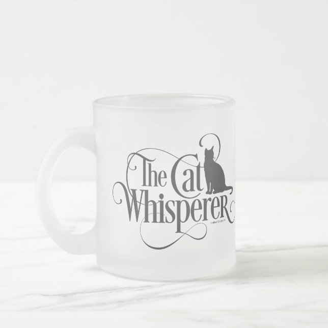 The Cat Whisperer Frosted Glass Coffee Mug (Left)