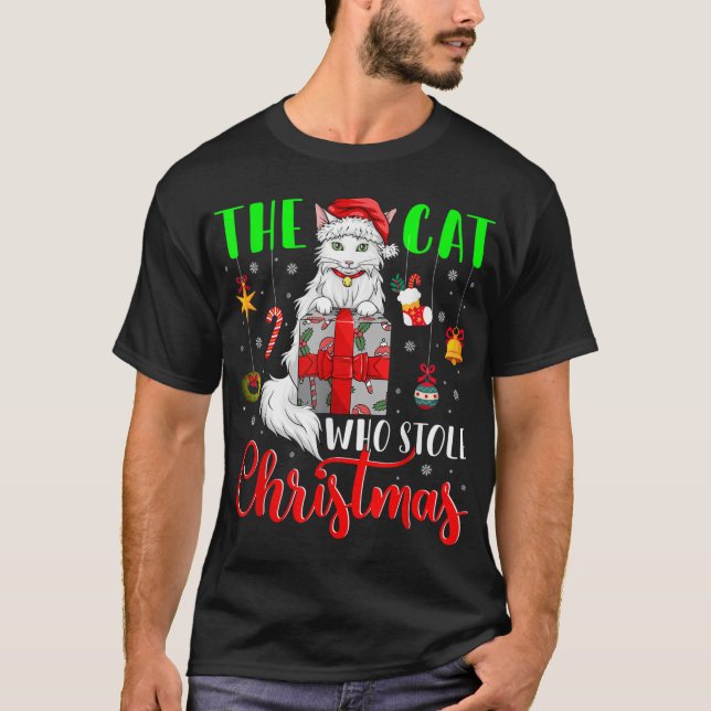 The Cat Who Stole Christmas Funny Christmas Santa  T-Shirt (Front)