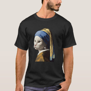 The Cat with a Pearl Earring T-Shirt Funny Vermeer