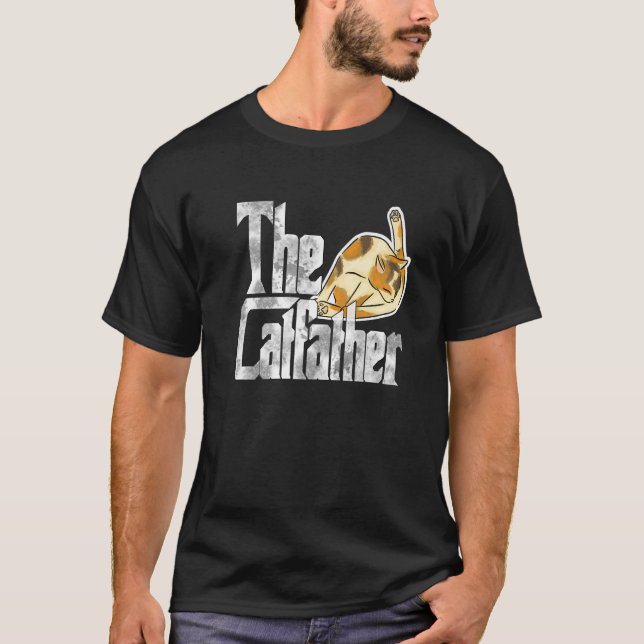 The Catfather Cat Father Mafia Whiskers Male Daddy T-Shirt (Front)