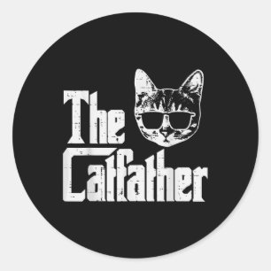 The Catfather Funny Cat Dad Fathers Day Movie Pun  Classic Round Sticker