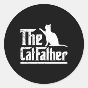 The Catfather Funny Cat Dad Fathers Day Movie Pun  Classic Round Sticker