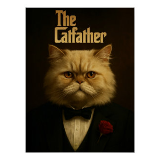 The Catfather - Persian Cat Godfather Parody Art Poster