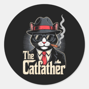 The Catfather Tuxedo Cat Dad Happy Father Day Gift Classic Round Sticker
