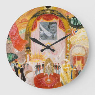 The Cathedrals of Broadway by Florine Stettheimer Large Clock