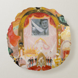 The Cathedrals of Broadway by Florine Stettheimer Round Cushion