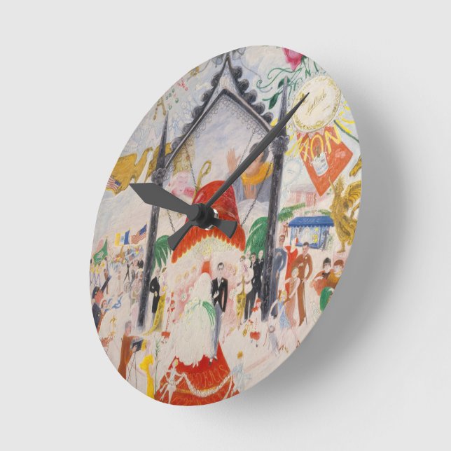 The Cathedrals of Fifth Avenue by Stettheimer Round Clock (Angle)