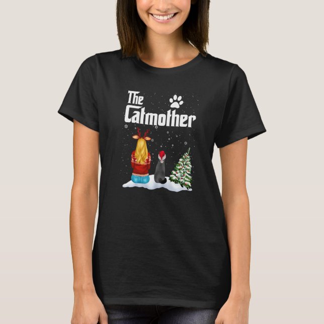 The Catmother British Shorthait Cat Mom Christmas  T-Shirt (Front)