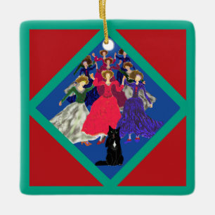 The Cats 12 Days of Christmas Day 9 Custom Ceramic Ornament
