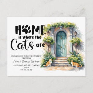 the cats have moved! new address announcement  postcard