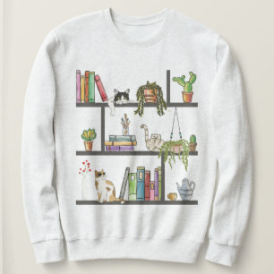 The Cats Lying on a Bookshelf, Cat and Books Sweatshirt
