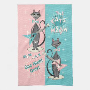 The Cat's Meow / Mew Wave Night Tea Towel