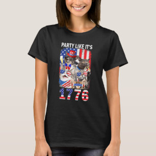 The Cats Party Like Its 1776 American Flag 4th Of  T-Shirt