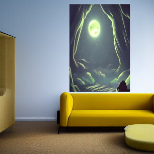 The cave and the moon AI Art Poster