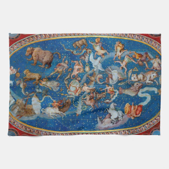 The Ceiling of the Sala Bologna, Celestial Map Tea Towel (Horizontal)
