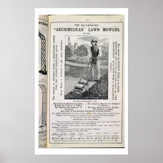 The Celebrated 'Archimedean' Lawn Mowers, from the Poster (Front)