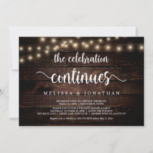 The celebration continues, Wedding Elopement Invitation