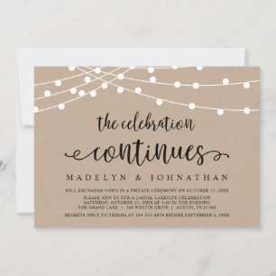 The celebration continues, Wedding Elopement Party Invitation