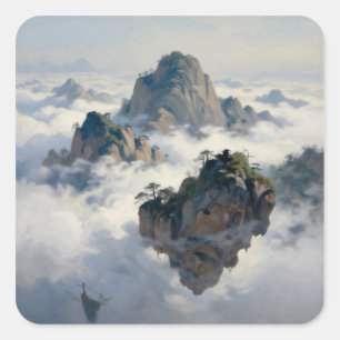 The Celestial Archipelago: Ethereal Floating Spire Square Sticker