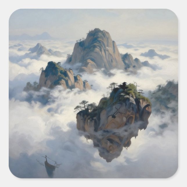 The Celestial Archipelago: Ethereal Floating Spire Square Sticker (Front)