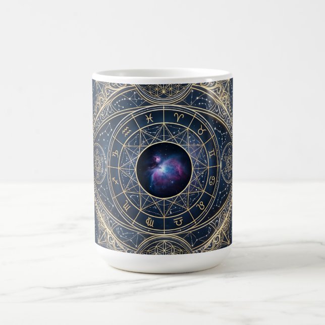 The Celestial Eye — Sacred Geometry Zodiac Cosmos Coffee Mug (Center)