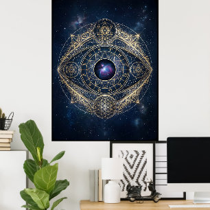 The Celestial Eye — Sacred Geometry Zodiac Cosmos Poster