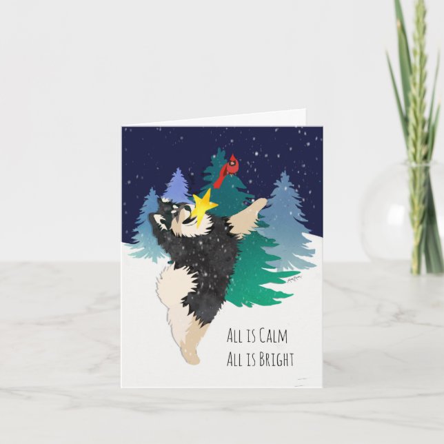 The Celestial - Finnish Lapphund cards-customise H Holiday Card (Front)